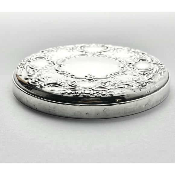 Towle “Old Master” .925 Silver & Glass Round Vanity Powder Trinket Box 3 1/4” - Picture 10 of 12